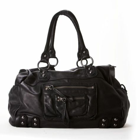 Linea Pelle Overnight 24 Hr Tote Bag Black NWT Search color: black     washed italian leather,solid gunmetal hardware. 14" tall x 16" length x 9.5" wide. features two outside zip pockets, inside zip pocket, two inside utility pockets,zip top   closures, comes with adjustable shoulder strap. washed in special garment and enzyme blend for soft casual look.  signature LP dustbag included for protection and storage.  Pay Pal or major credit card through Pay Pal. California residents pay applicable s Sacs Design, Tote Bag Black, Stockholm Fashion, Pretty Bags, Mein Style, Black Leather Bags, Cute Bags, Mode Inspiration, Dream Clothes