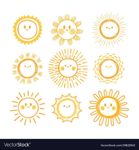 Sunny Logo, Sun Symbols, Smile Tattoo, Planner Doodles, Simple Subject, Doodle Vector, Smiling Sun, Mini Doodle, Sun Illustration