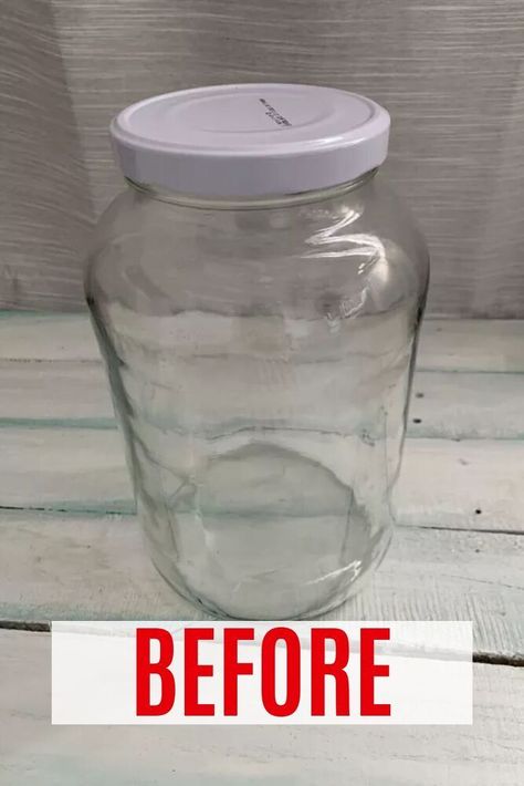 Pickle Jar Upcycle, Crafts With Pickle Jars, Glass Jar Lanterns Diy, Glass Jar Lanterns, Beachy Lanterns, Large Glass Jar Decor, Patio Lanterns Diy, Large Pickle Jar Ideas, Pickle Jar Crafts Diy