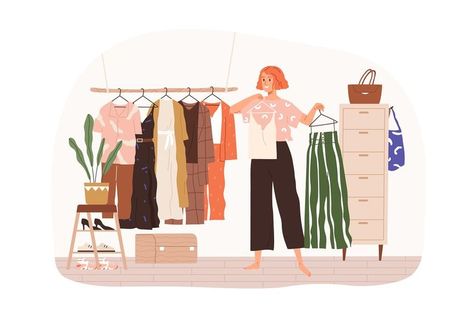 Outfit At Home, Vintage Store Ideas, Hanger Logo, Newborn Pattern, Selling Clothes Online, Cracked Wallpaper, Black Color Hairstyles, Colorful Illustration, Flat Vector Illustration