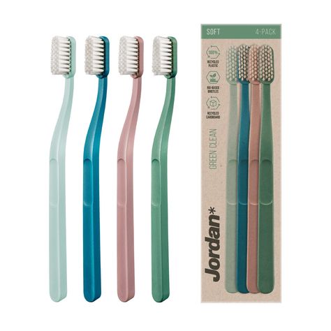 PRICES MAY VARY. DESIGNED WITH BOTH YOU AND THE ENVIRONMENT IN MIND - The Jordan Green Clean Toothbrush is made of 90% recycled materials. The handle is made using 100% recycled plastic from e.g. yoghurt, margarine and food tubs while the remaining 10 % (the bristle) is 100 % bio-based ERGONOMIC AND EFFICIENT - The soft toothbrush is made of 100% bio-based nylon and the narrow soft brush lets you easily access hard to reach places. As opposed to other eco-friendly toothbrushes, Jordan Green Clea Jordan Green, Green Clean, Manual Toothbrush, Bamboo Toothbrush, Soft Toothbrush, Sustainable Gifts, Green Cleaning, Oral Care, Nebraska