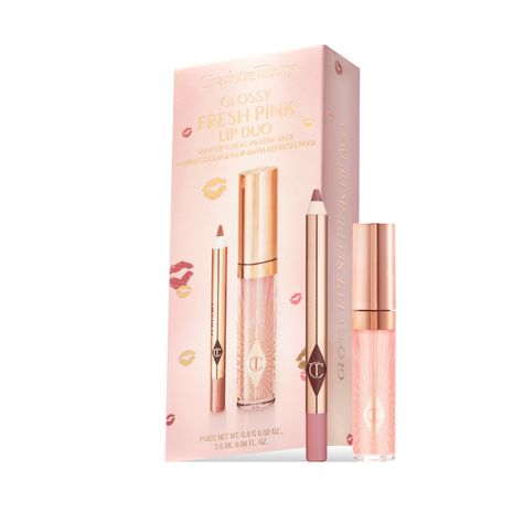 Darlings, unlock the secret to a flawless, fresh, glossy pink pout with this magical mini lip duo! Featuring a mini Lip Cheat and mini Collagen Lip Bath in suits-all shades that are perfect for keeping in your handbag, clutch bag or makeup bag! Perfectly packaged in an easy-to-gift lip-print box, it's the dreamiest beauty kit for yourself and lip gloss-lovers everywhere! This kit includes: Travel Size Lip Cheat lip liner in Pillow Talk : My backstage beauty secret with a long-lasting, waterproof Sephora Wishlist, Charlotte Tilbury Mini, Lip Liner Set, Glossier Pink, Makeup Party, Gloss À Lèvres, Pink Lip Gloss, Gloss Labial, Fancy Makeup