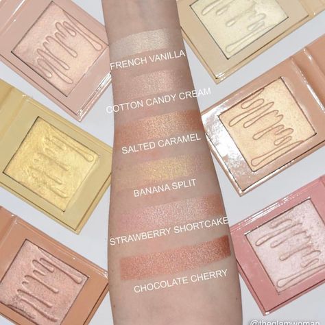 Kylighters in all shades: Jaclyn hill loves French vanilla, salted caramel and cotton candy cream Makeup Ideas Contouring, Kylie Cosmetics Highlighter, Kylie Jenner Nails, Kylie Makeup, Estilo Kylie Jenner, Youtube Ideas, Kylie Jenner Makeup, Kylie Cosmetic, Favorite Makeup