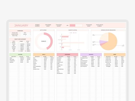 bill tracker template budget spreadsheet Personal Finance Tracker, Budgeting Google Sheets, Goodnotes Finance Template Free, Financial Planning Templates, Budgeting Finances Template, Finance Girly, Money Tracker Template, Monthly Spending Tracker, Debt Planner