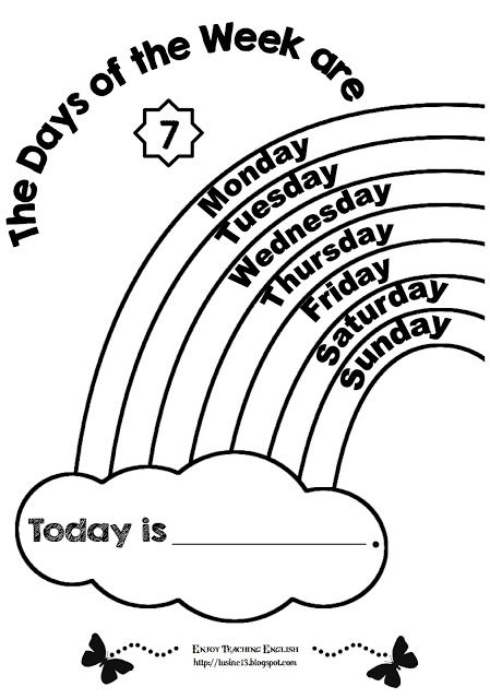 Days of the Week (coloring worksheets) Days Of The Week Activities, Kertas Kerja Prasekolah, English Activities For Kids, Coloring Worksheets, English Worksheets For Kids, Homeschool Kindergarten, English Lessons For Kids, Kindergarten Learning, Fun Worksheets