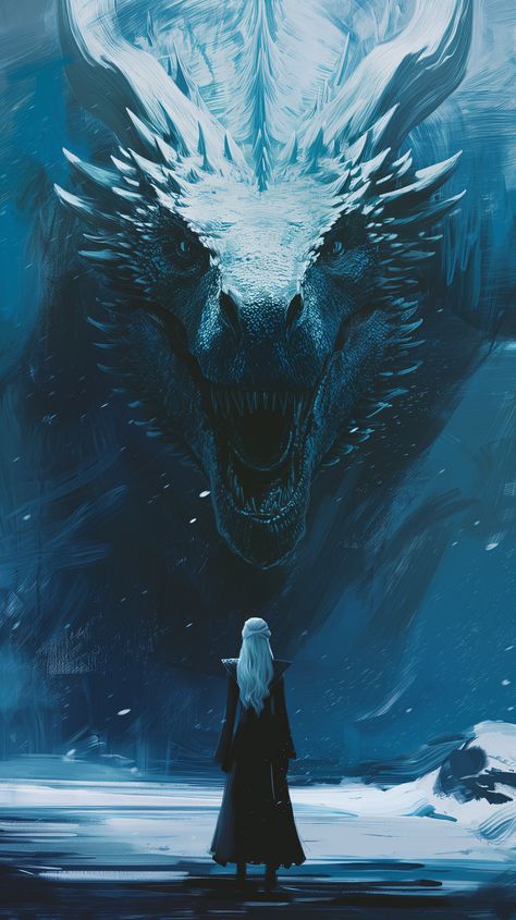 Daenerys against the Frozen Alliance, Alberto Dueñas Game Of Thrones Dragons, Ice Dragon, Targaryen Art, Dragon Artwork Fantasy, Gra O Tron, Game Of Thrones Art, Dragon Rider, Dragon Games, White Dragon