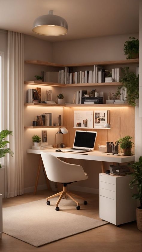 [Sponsored] 17 Essential Small Home Office Inspiration Recommendations To Save This Winter #smallhomeofficeinspiration تصميم الطاولة, تصميم داخلي فاخر, Cozy Home Office, Small Home Offices, 아파트 인테리어, Small Home Office, Home Office Setup, Home Office Space, A Desk