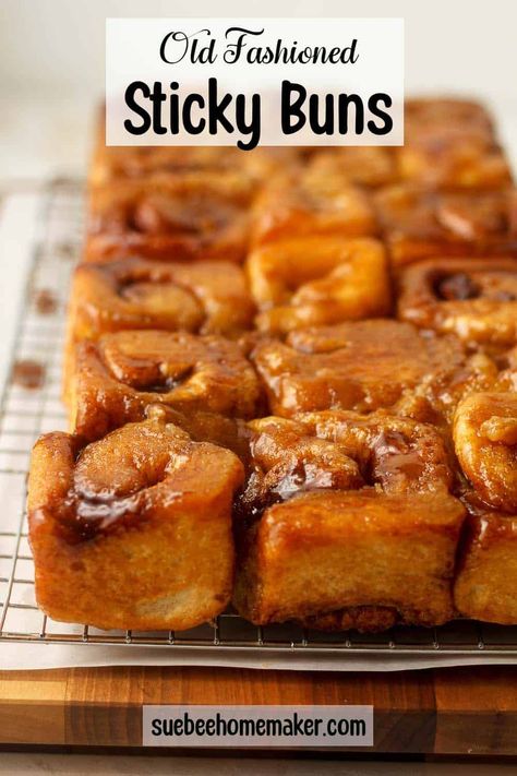 Cinnamon Bun Syrup, Bread Machine Sticky Buns, Butterscotch Cinnamon Rolls, Amish Sticky Buns, Sticky Cinnamon Buns, Maple Sticky Buns, Easy Sticky Bun Recipe, Homemaker Recipes, Homemade Sticky Buns