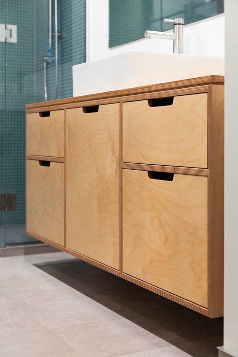 Large plywood vanity with lots of storage — MAKE Furniture | Plywood Kitchens Vanity With Lots Of Storage, Plywood Vanity, Minimalist Wood Furniture, Ensuite Vanity, Plywood Storage, Plywood Design, Plywood Projects, Plywood Kitchen, Full Bathroom Remodel