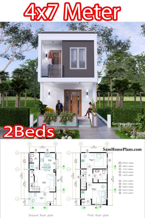 Philippines House Design, Narrow House Designs, Small House Layout, 2 Storey House Design, Small House Design Exterior, Two Story House, House Design Exterior, Simple House Design, House Construction Plan