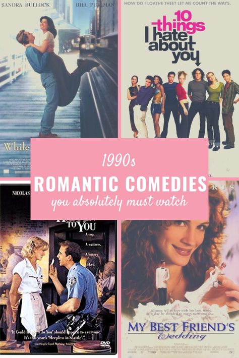 1990s romantic comedies you absolutely must watch. #movies #romantic #entertainment #comedy 90 Romantic Movies, Old Romance Movies List, Best Old Romantic Movies, Good Romance Movies On Netflix To Watch, Romantic Comedies Movies, Best Rom Com Movies List, 90s Romantic Movies, Best Romcom Movies List, 80s Romance Movies