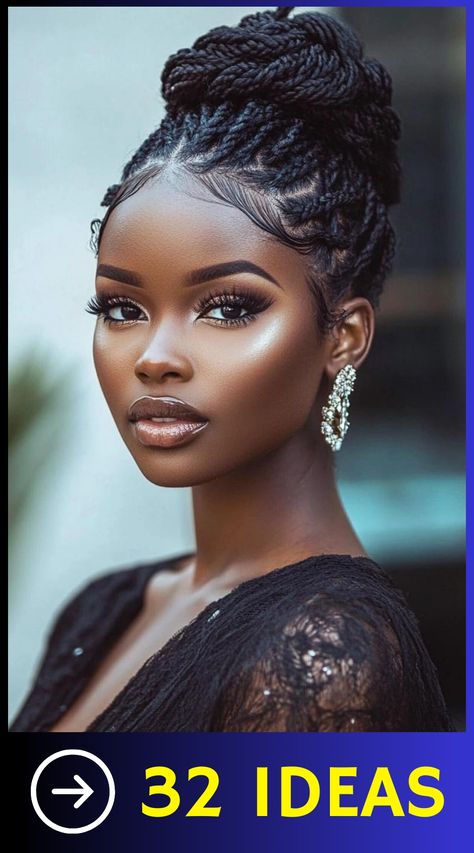 Elevate your hair game with 32 gorgeous braided bun hairstyles that will turn heads wherever you go. These elegant updos combine the intricate beauty of braids with the classic appeal of buns, creating looks that are both stylish and practical. Perfect for work, special events, or everyday wear, these hairstyles offer endless possibilities for self-expression. Updos With Braids For Black Women, Bun Braids For Black Women, Braid Updo For Black Women, Braids Low Bun, Braided Updo For Black Women, Bun Looks, Updo Braided Hairstyles, Braided Bun Styles, Goddess Braids Updo