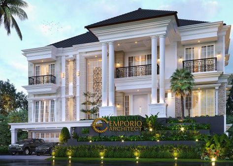 Classic Villa Exterior, Villa Exterior Design, Fasad Design, Arsitektur Art Deco, Home Designs Exterior, Classic House Exterior, Classic House Design, Modern Bungalow House, Neoclassical Architecture