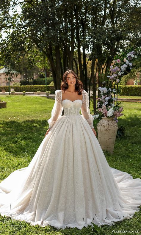 Weddinginspirasi.com featuring - vladiyan royal 2024 bridal sheer puff sleeve sweetheart neckline embellished bodice a line ball gown wedding dress chapel cathedral train (12) mv -- Most Viral 2024 Wedding Dresses #wedding #weddings #bridal #weddingdress #weddingdresses #bride #fashion #2024trends #season:Fall/Winter #season:Spring/Summer #trend #trends #week:022024 #year:2024 ~ Beaded Corset, Wedding Guest Gowns, Elegant Wedding Dresses, Bride Attire, Fall Wedding Guest, Formal Wear Dresses, Fall Wedding Guest Dress, Womens Wedding Dresses, Plus Size Formal Dresses