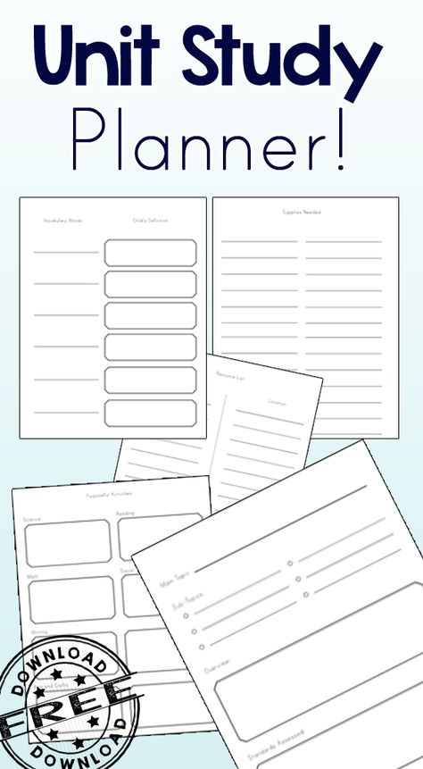 The perfect Unit Study Planner!! I love how simple and concise this is while being so useful!! Organisation, Monthly Homeschool Unit Studies, Unit Planning Template, Kindergarten Plan, Unit Study Planner, Unit Studies Homeschool, School Plan, Unit Studies, Lesson Planner