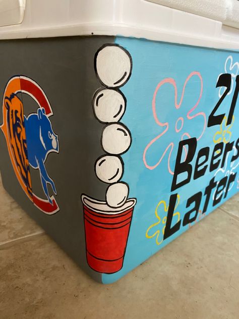 Ato Cooler, Mountain Weekend Cooler, Painted Fraternity Coolers, Nola Cooler, Beer Pong Cups, Beer Pong Table Diy, Diy Beer Pong, Diy Beer Pong Table, Formal Coolers