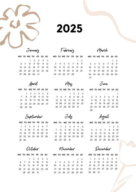 White And Beige Elegant Calendar 2025 Poster - Templates by Canva 2025 Calendar Cute, Canva Calendar Templates, Planner Calendar Ideas, Calander Design Ideas, Calendar Ideas Design, Yearly Template, Cute Calendar Template, Beige Posters, Printable Calendar Design