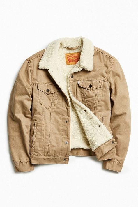 Levi's Levi's Flannel Sherpa Trucker Jacket Sherpa Trucker Jacket Outfit, Levi Sherpa Jacket, Trucker Jacket Outfit, Tan Denim Jacket, Sherpa Jacket Outfit, Trucker Jacket Men, Sherpa Trucker Jacket, Men Coat, Men Stylish Dress