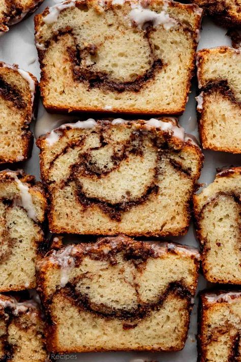 Cinnamon Swirl Quick Bread, Vanilla Icing Recipe, Swirl Bread Recipe, Cinnamon Bread Recipe, Swirl Bread, Sugar Bread, Cinnamon Swirl Bread, Chocolate Chip Bread, Sally's Baking