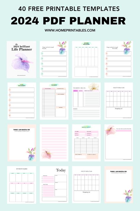 free printable 2024 pdf planner Monthly Planner Template Free Printable Pdf, How To Organize Your Life Free Printable, Life Organization Printables Free, Free Daily Planner Pdf, Journaling Pdf Free, Monthly Planner Printables Free Pdf, Daily Planning Template, Academic Planner Printables Free, Digital Planning Templates Free