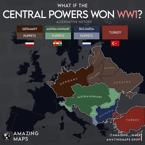 Ww1 Alternate History, Alt History Maps, Ww1 Armor, Alternate Maps, Map Mapping, Fictional Country, Interesting Maps, Central Powers, Indian History Facts