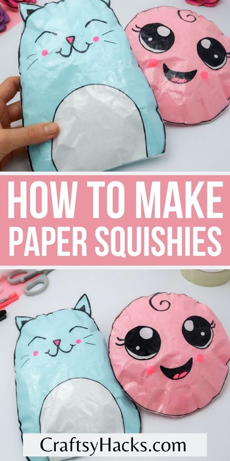 Looking for a perfect cute craft to make with children? These paper squishies might be just for that. Give these kid crafts a try with the whole family and make something cute and easy. Crafts To Do With Cotton Balls, Make Your Own Plushie, Make Your Own Squishies, Paper Template Craft, Squishy Crafts For Kids, Easy Things To Do With Kids, Kid Craft Ideas Easy, How To Make Squishmallows, Squishy Party Ideas