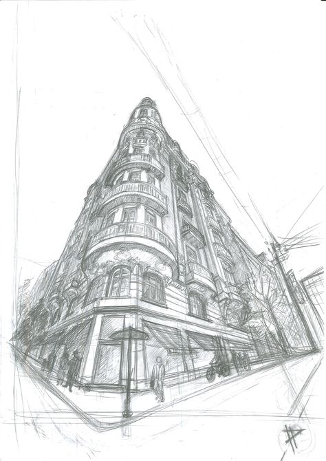 Sketch in 3 point perspective by ivan-petkov Ivan Petkov, 2 Point Perspective Drawing, Interior Perspective, Three Point Perspective, 3 Point Perspective, Detail Arsitektur, Perspective Sketch, Perspective Drawing Architecture, Perspective Drawing Lessons