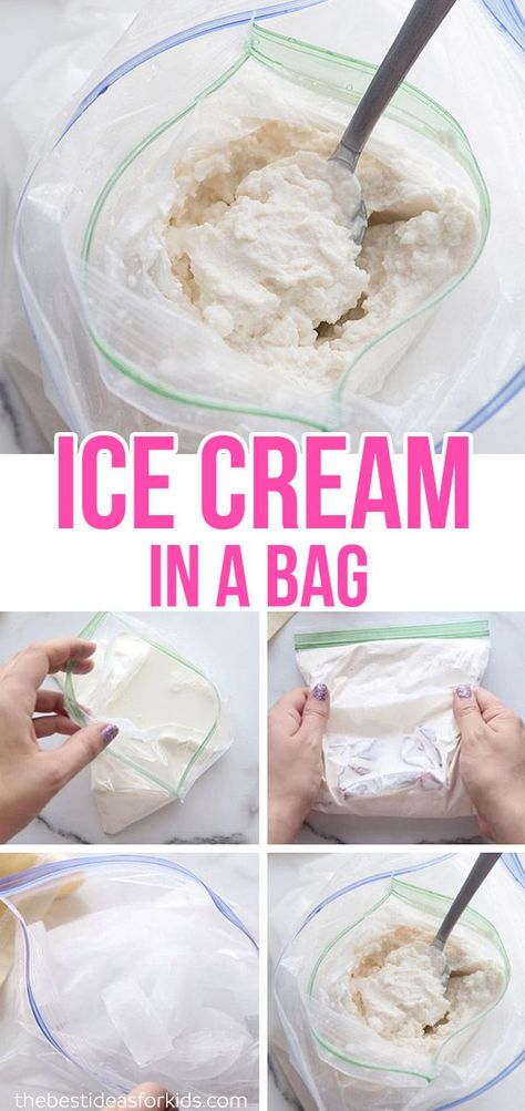 Ice Cream In A Bag Recipe Kids, Ice Cream In A Bag, Icecream In A Bag, Easy Homemade Ice Cream, Brownie Scouts, Making Homemade Ice Cream, Child Education, Diy Ice Cream, Easy Ice Cream