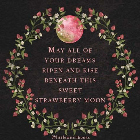 The Strawberry Moon | June | Summer | littlewitchbooks Full Strawberry Moon, Strawberry Moon, Strawberry Moons, Moon Witch, Witch Books, Success Affirmations, Practical Magic, Moon Magic, Summer Solstice