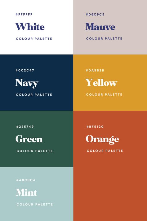 Love this calming & creative website color palette! Click to see the perfect mix of modern & muted tones for your next project! #websitedesign #colorpalette #inspiration ✨ Mint Color Palettes, Color Palette Brand, Website Color Palette, Color Design Inspiration, Orange Color Palettes, Hex Color Palette, Creative Website, Color Palette Yellow, Branding Strategy