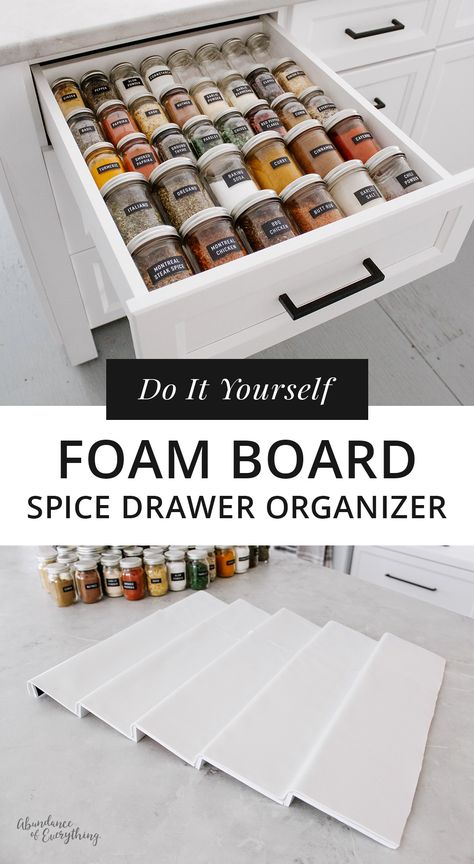 Messy Drawer, Spice Drawer Organizer, Diy Kitchen Hacks, Nursery Drawer, Spice Organization Drawer, Kitchen Furniture Storage, Kitchen Storage Hacks, Spice Shelf, Drawer Organization