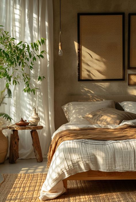 Modern Japandi bedroom with wooden accents and a neutral color palette Japandi Bedroom Design, Japandi Bedroom, Japandi Interiors, Japandi Home, Earthy Bedroom, Zen Bedroom, Interior Design Per La Casa, Bedroom Refresh, Design Del Prodotto