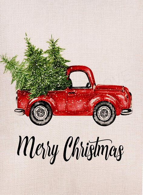 Old Red Truck, Vintage Truck Christmas, Merry Christmas Printable, Christmas Red Truck, Christmas Tree Truck, Christmas Decals, Merry Christmas Images, Merry Christmas Sign, Sweet Christmas