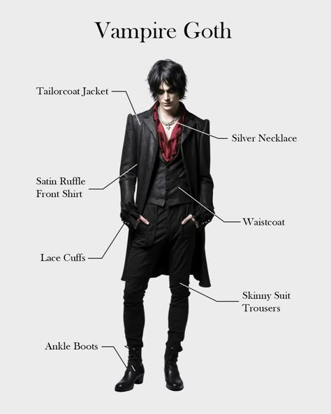 Goth Party Outfit Men, Men Vampire Aesthetic, Pastel Goth Masculine, Vampire Men Outfit, Vampire Fangs Aesthetic Male, Vampire Style Men, Vampire Gothic Outfits, Vampire Goth Outfits Men, Vampire Aesthetic Men