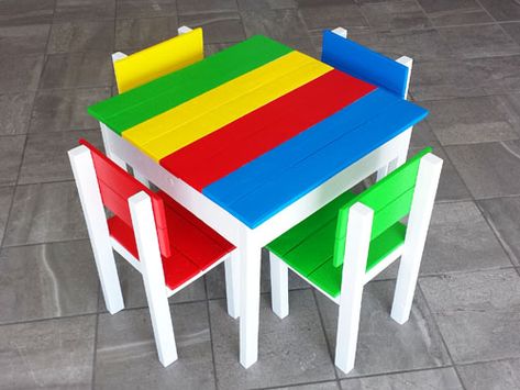 Kids Wooden Chair, Desk Chair Diy, Kids Tables, Girls Room Diy, Stenciled Table, Kids Play Table, Diy Bench Outdoor, Making Wooden Toys, School Break