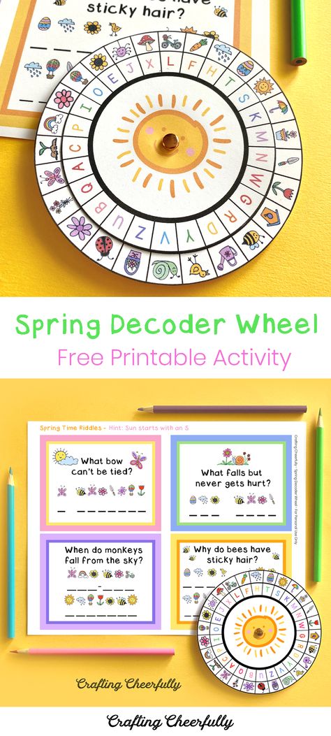 Try this fun free printable activity with your kids this spring! They'll use a spring decoder wheel to solve four spring-themed riddles! Natal, Easter Escape Room For Kids Free, Easter Escape Room Free, Decoder Wheel, Mystery Games For Kids, Secret Decoder, Decoding Activities, Escape Box, Enrichment Projects