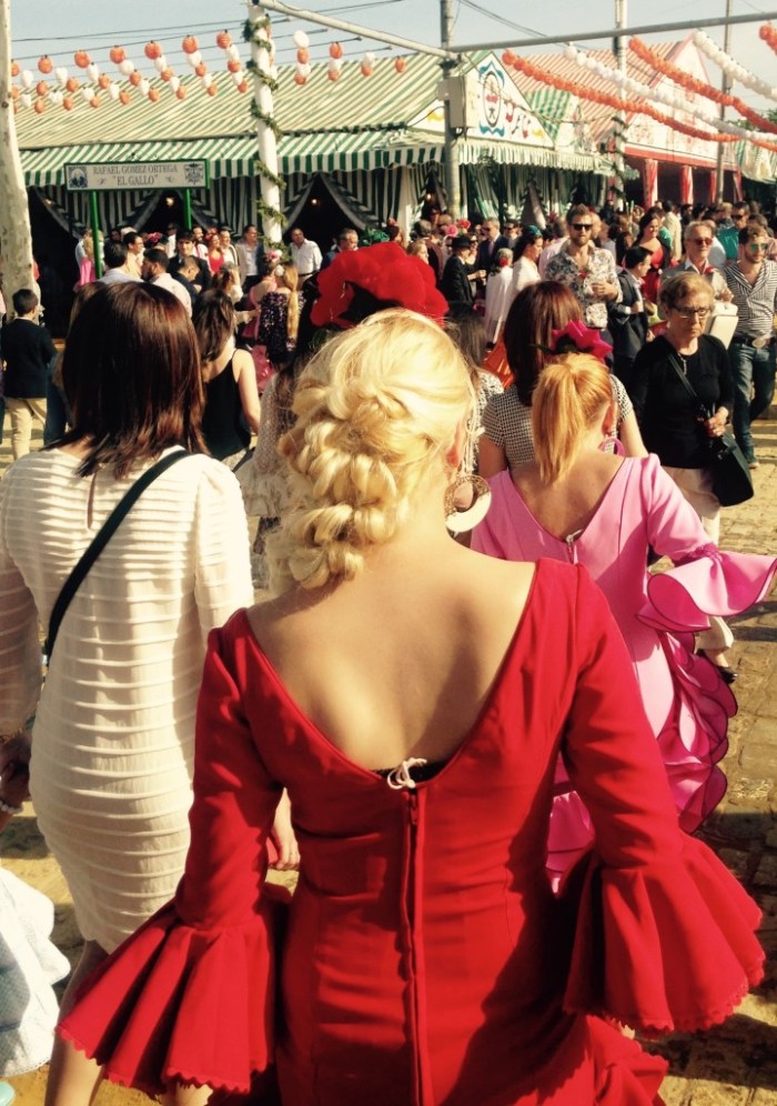 Complicated hair styles involving plaits, not unlike horses' tails, were big at the Feria this year.