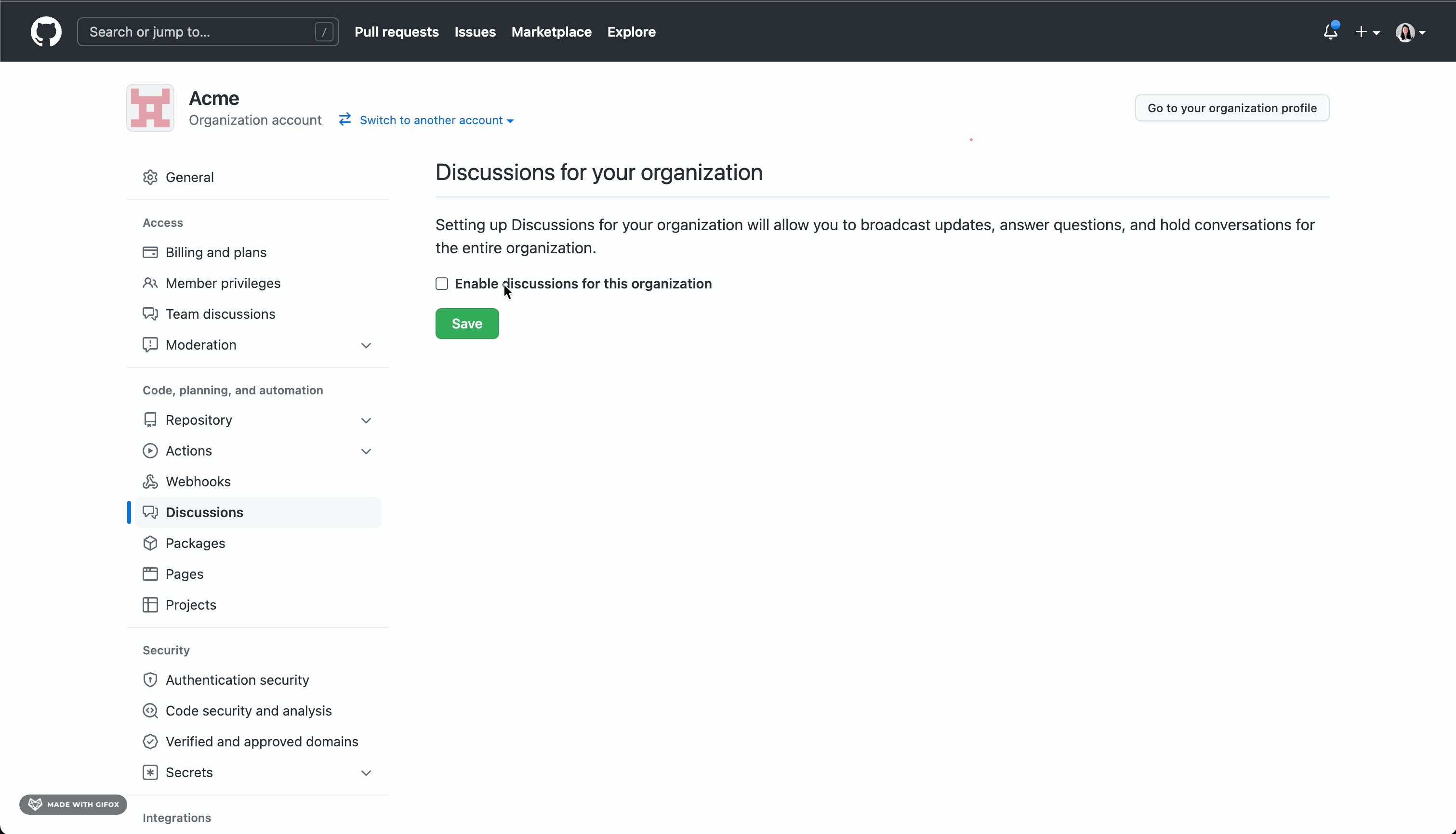 enable org discussions