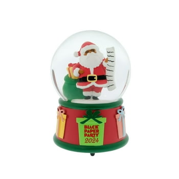 Black Paper Party 2024 Santa Snow Globe, 100mm, Red, Resin, 1.7 lb, Glass by Ruz