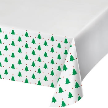 Red & Green Christmas Trees Disposable Paper Tablecloths, 54" x 84", 2 Count, by Holiday Time