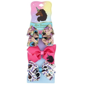 Afro Unicorn 3pc Hair Bows