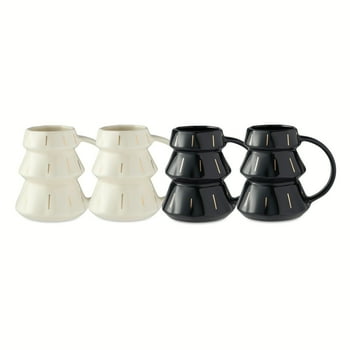 Thyme & Table 15 fl oz 4-Pack of Tree Shape Ceramic Mugs in White and Black