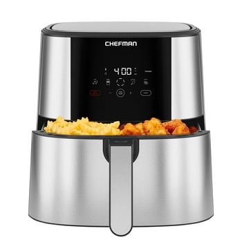 Chefman Turbofry Air Fryer with Basket Divider, 8 Qt Capacity - Stainless Steel, New