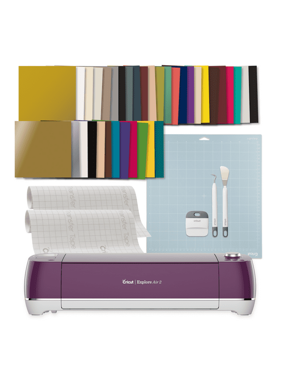 Cricut Explore Air 2 Die-Cutting Machine + Vinyl & Tool Kit Starter Bundle, Boysenberry