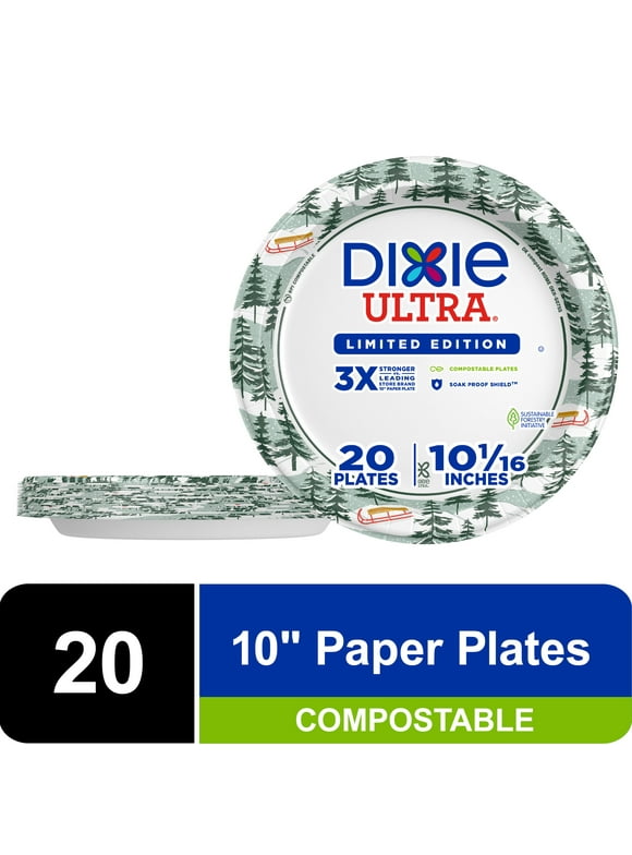 Dixie Ultra Holiday Disposable Paper Plates, 10", Multi-Color, 20 Count