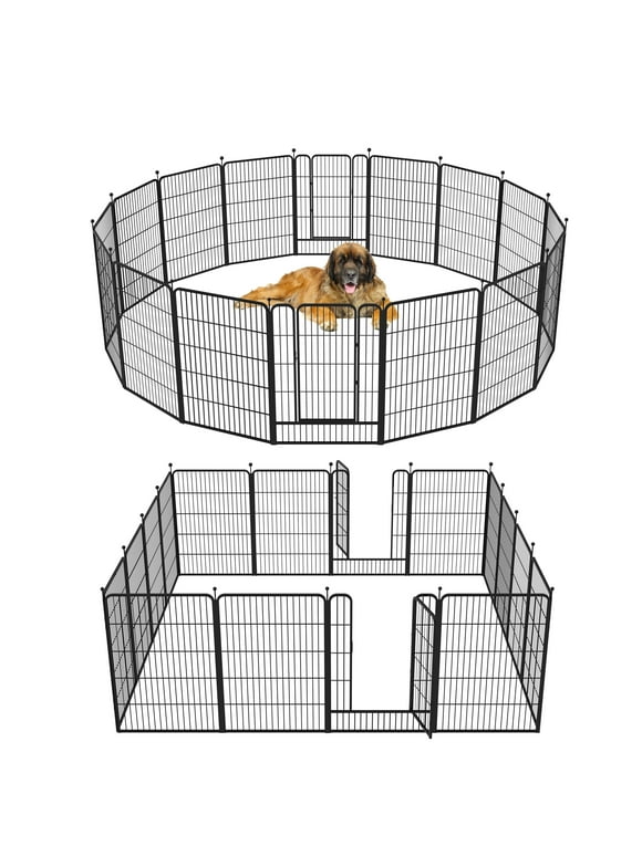 Barebones 16-Panel 40" High Dog Playpen, Heavy Duty Portable Pet Fence with Easy Access Door Panel