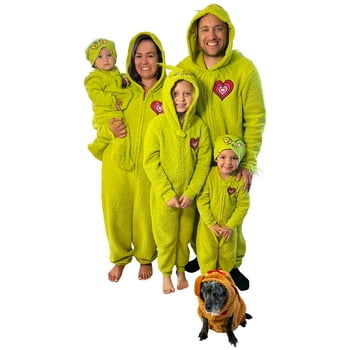 Dr. Seuss Men’s The Grinch Christmas Matching Family Pajamas Union Suit, Sizes S-2XL