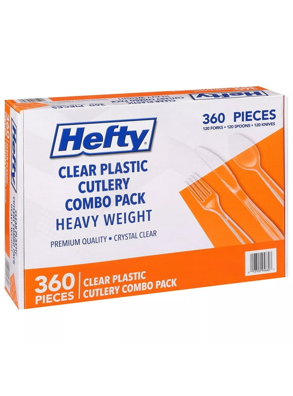 Hefty Clear Plastic Disposable Cutlery Combo Pack, 360 Count