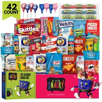 I AM Snacky - Snack Box (42 Count) Chips Candies Sweets for Home & Office