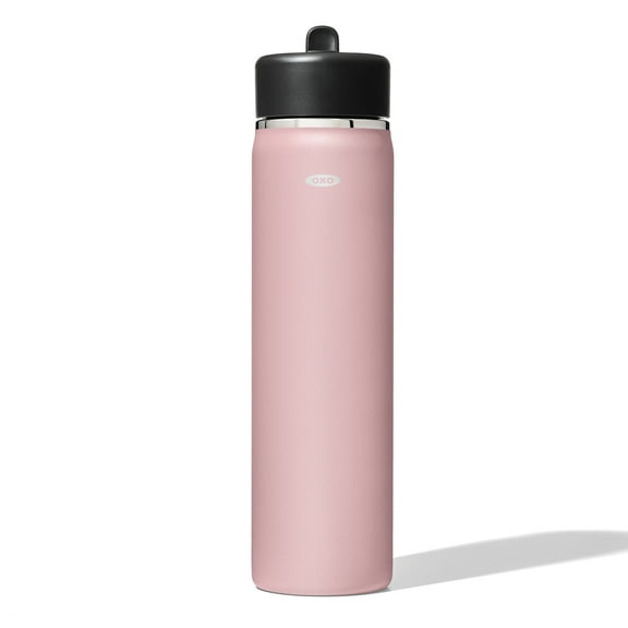 OXO Strive 24 oz. Insulated Wide Mouth Water Bottle with Straw Lid - Rose Quartz